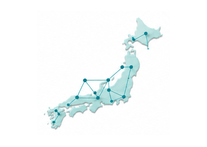 全国施工ネットワークを表す日本地図のアイコン